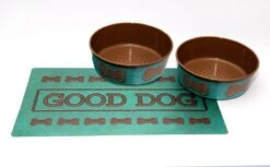 Tarhong Good Dog Set 2 Voerbakken Print Turquoise / Placemat – 18 CM 1890 ML / 49X29 CM
