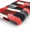 Vetbed Patchwork – Antislip Hondenmat – 100 X 75 Cm – Rood – Benchmat – Hondenkleed – Voor Honden – Machine Wasbaar