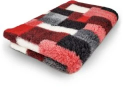 Vetbed Patchwork – Antislip Hondenmat – 100 X 75 Cm – Rood – Benchmat – Hondenkleed – Voor Honden – Machine Wasbaar